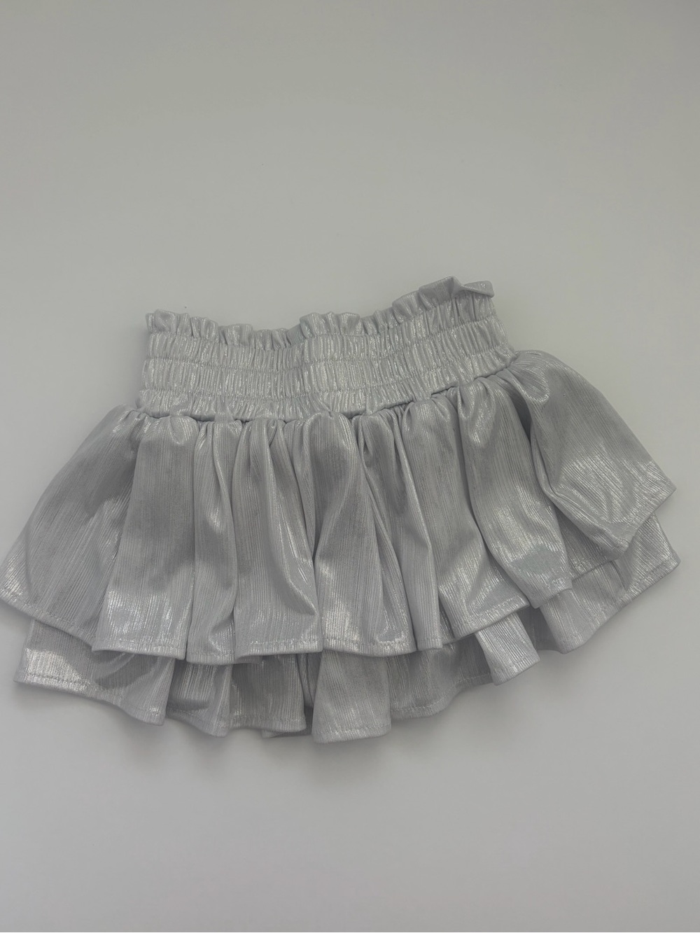 Lola and The Boys Shimmery Silver Ruffle Mini Skort